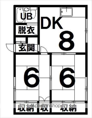 喜多ハイツ(2DK/1階)の間取り写真