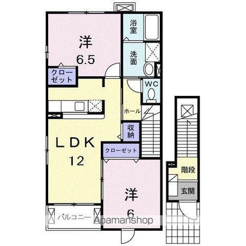 ロイヤルスクウェア一宮Ⅲ(2LDK/2階)の間取り写真