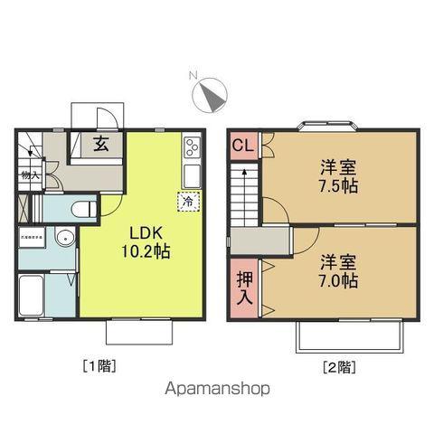 名鉄三河線 北新川駅 徒歩25分 2階建 築20年(2LDK)の間取り写真