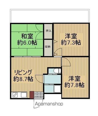 ジョウ真馬B(3LDK/2階)の間取り写真