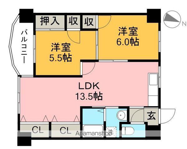 岡林マンション(2LDK/2階)の間取り写真