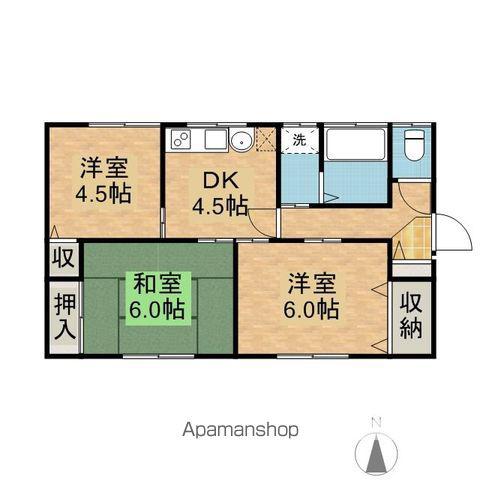 鹿島臨海鉄道 鹿島神宮駅 バス乗車時間:32分 鹿島セントラルホテルバス停で下車 徒歩58分 1階建 築13年(3K)の間取り写真