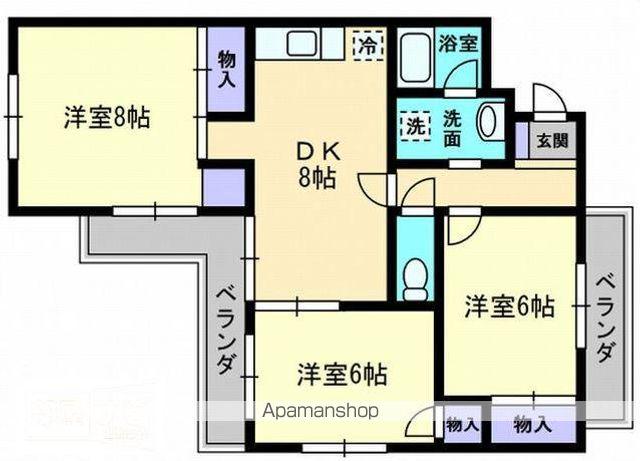 ハイム茜(3DK/4階)の間取り写真