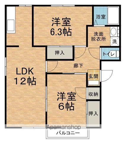 タウニー樹里 E(2LDK/2階)の間取り写真