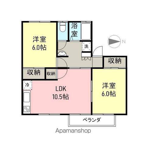 ハイツラベンデール(2LDK/1階)の間取り写真