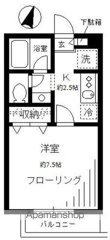 スカイコート目黒(1K/2階)の間取り写真