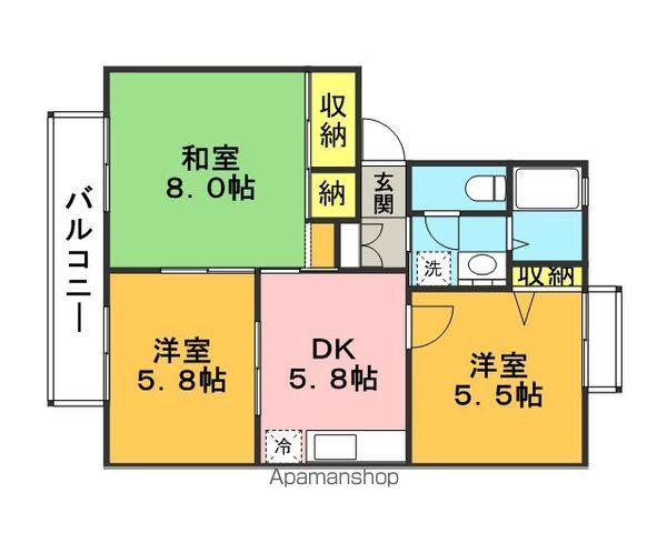 ヴェルハイム若宮A(3K/1階)の間取り写真