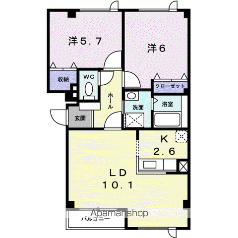グリーンフィールドⅠ(2LDK/2階)の間取り写真