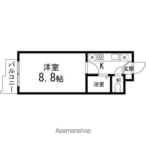 ベルシティ七北田(1K/2階)の間取り写真