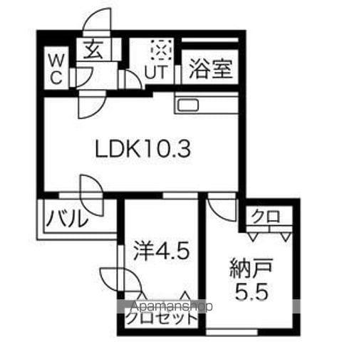 パーチェ豊平(2LDK/3階)の間取り写真