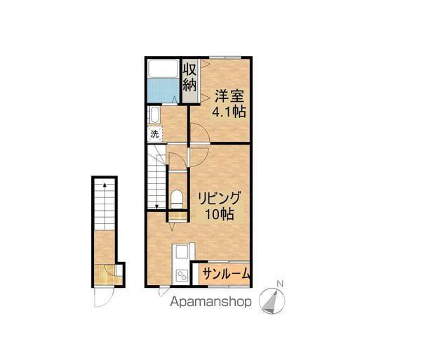 ヴィアアヴァンティ2号棟(1LDK/2階)の間取り写真