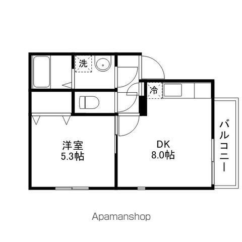 レフレール(1DK/2階)の間取り写真