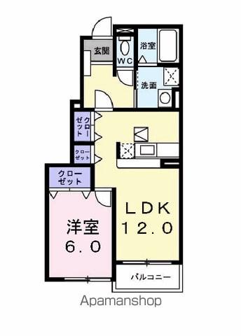 ツインタウン白石坂Ⅱ(1LDK/1階)の間取り写真