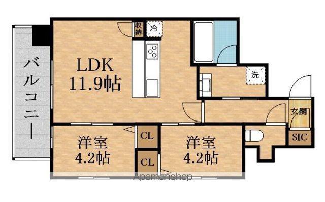 SPLENDIDE玉造(2LDK/2階)の間取り写真
