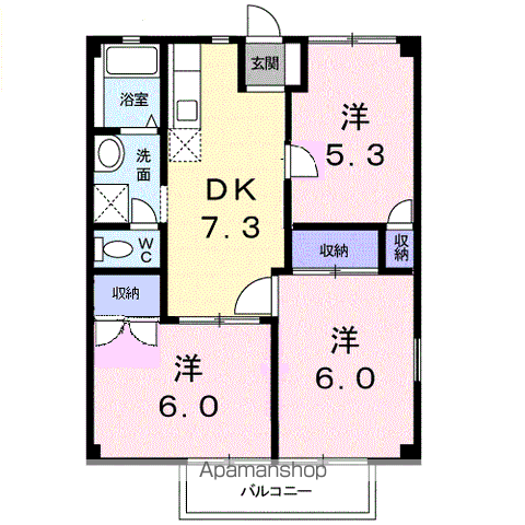 メゾン東鷲宮(3DK/2階)の間取り写真