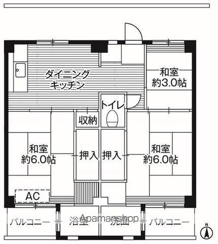 ビレッジハウス中根1号棟(3DK/1階)の間取り写真