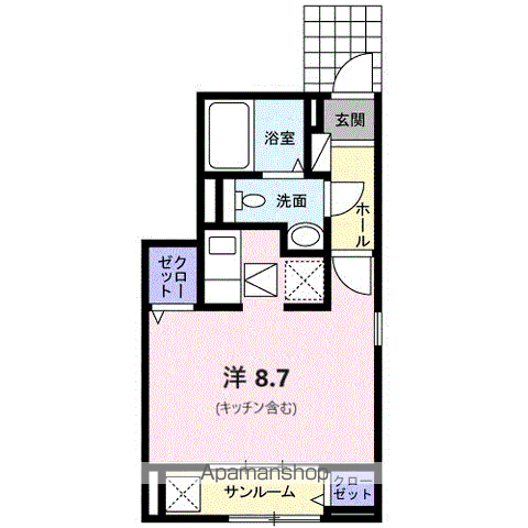 サンエルフⅣ(1K/1階)の間取り写真