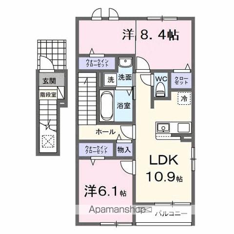 エトワール・イリゼ B(2LDK/2階)の間取り写真