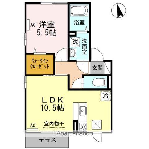 SEKUTO B棟(1LDK/1階)の間取り写真