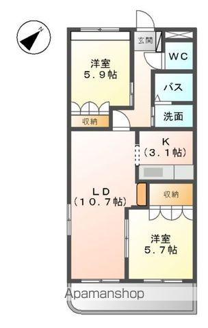 コアやすのⅡ(2LDK/2階)の間取り写真