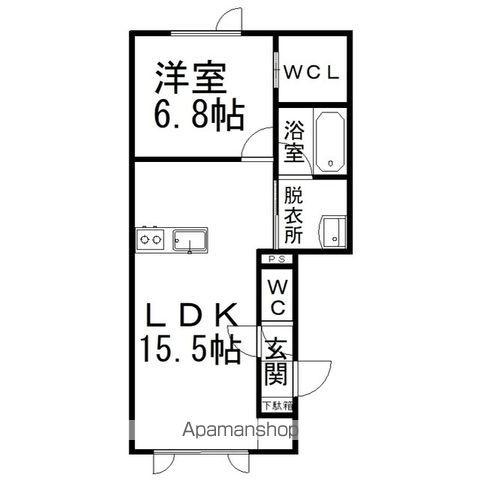 石北本線 北見駅 徒歩12分 2階建 築2年(1LDK/2階)の間取り写真