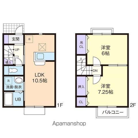 メロディアC(2LDK/2階)の間取り写真
