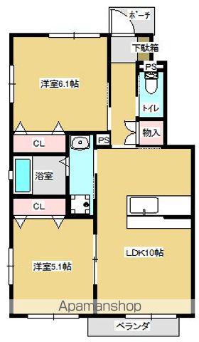 ディアコート・郭内A棟(2LDK/1階)の間取り写真