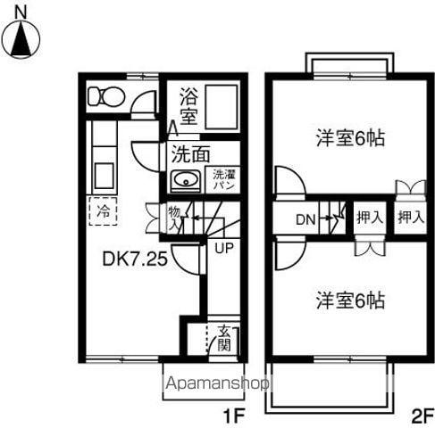 DUPLEX 国王6(2DK)の間取り写真