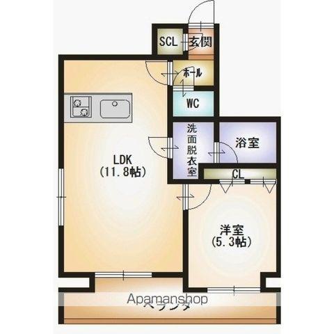 オクト川端町(1LDK/5階)の間取り写真