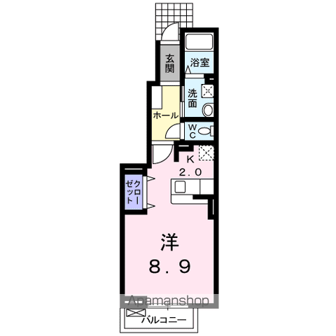 ボンヌ・シャンス(ワンルーム/1階)の間取り写真