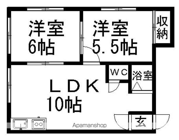 シャレード藤C(2LDK/2階)の間取り写真
