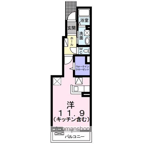 ウィステリア住吉Ⅰ棟(ワンルーム/1階)の間取り写真