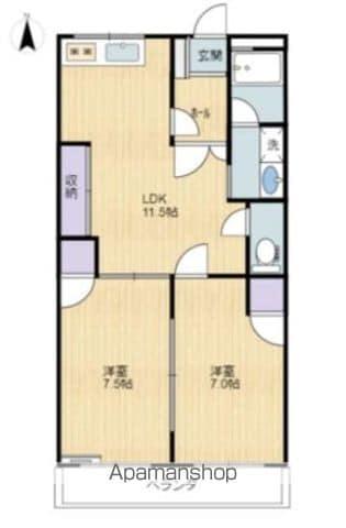 サンヒルズ太田北(2LDK/3階)の間取り写真