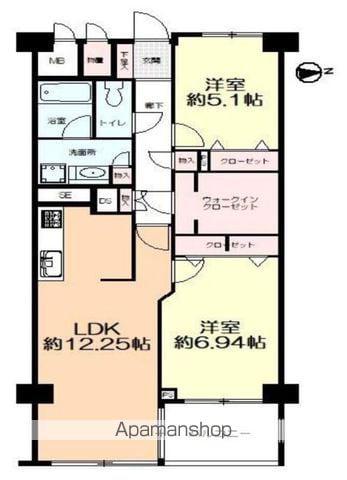 ホワイティ薬院(2SLDK/10階)の間取り写真