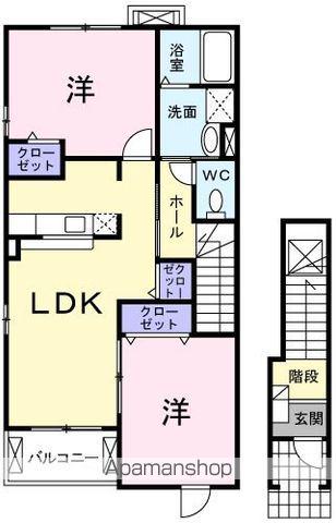 ネオ・グレイスB(2LDK/2階)の間取り写真