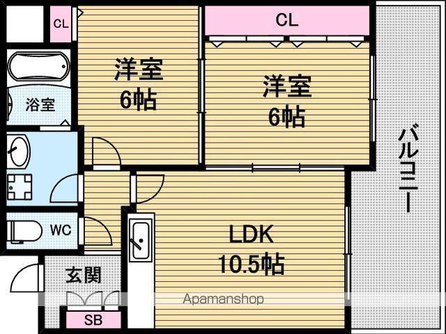 ウィステリア谷町(2LDK/9階)の間取り写真