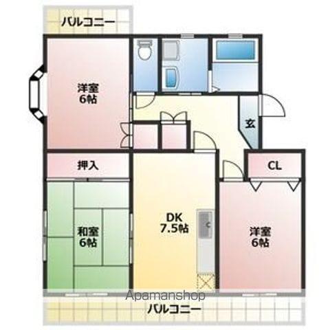 ルネッサンス雅 B棟(3DK/3階)の間取り写真