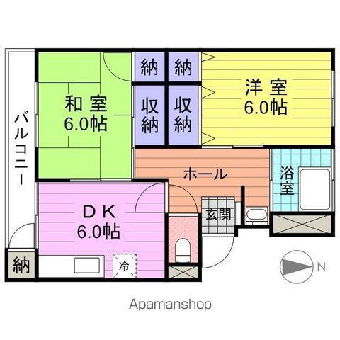 赤井コーポ(2DK/4階)の間取り写真