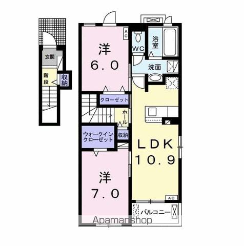 内房線 姉ケ崎駅 バス乗車時間:4分 姉ケ崎中前バス停で下車 徒歩16分 2階建 築5年(2LDK/2階)の間取り写真