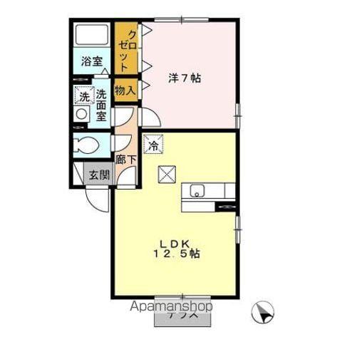 K・ブロッサム(1LDK/1階)の間取り写真