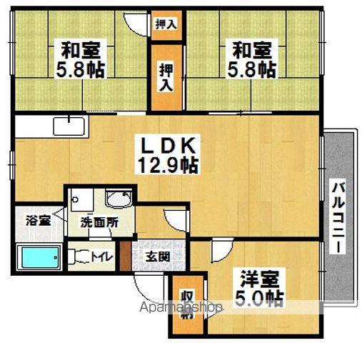 ハイツ高石(3LDK/2階)の間取り写真