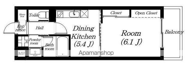 R-4COURT大津京(1DK/2階)の間取り写真