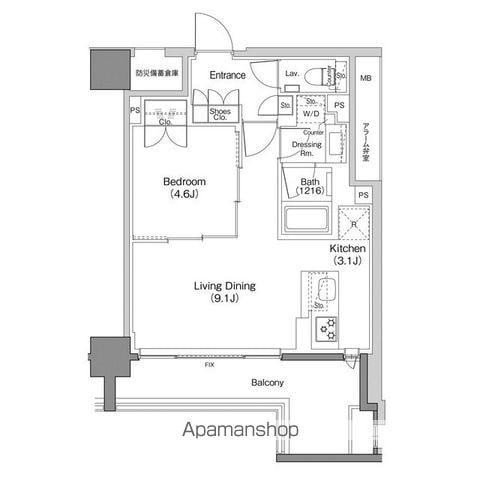 ザ・パークハビオ日本橋馬喰町(1LDK/12階)の間取り写真