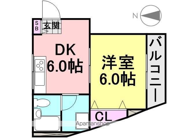サンワハイム(1DK/3階)の間取り写真