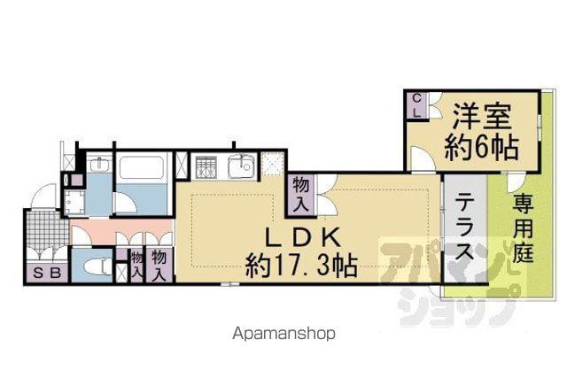 ブランズ京都四条烏丸桜風庵(1LDK/1階)の間取り写真