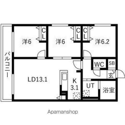HOROHIRA BRIDGE RESIDENCE(3LDK/4階)の間取り写真