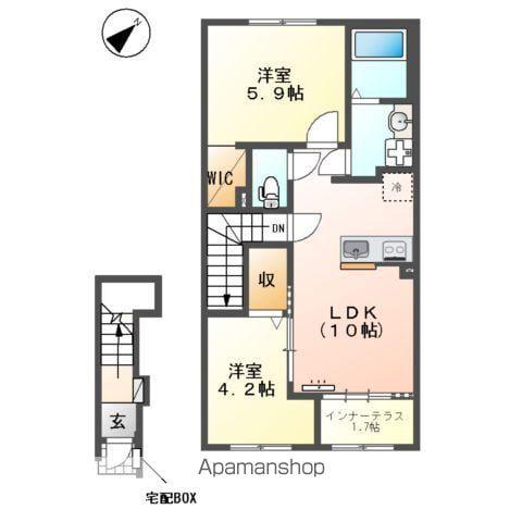 下松市潮音町 アパート(2LDK/2階)の間取り写真