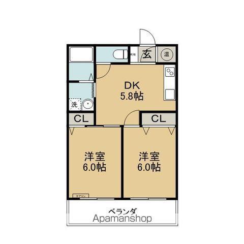 67クラブ(2DK/2階)の間取り写真