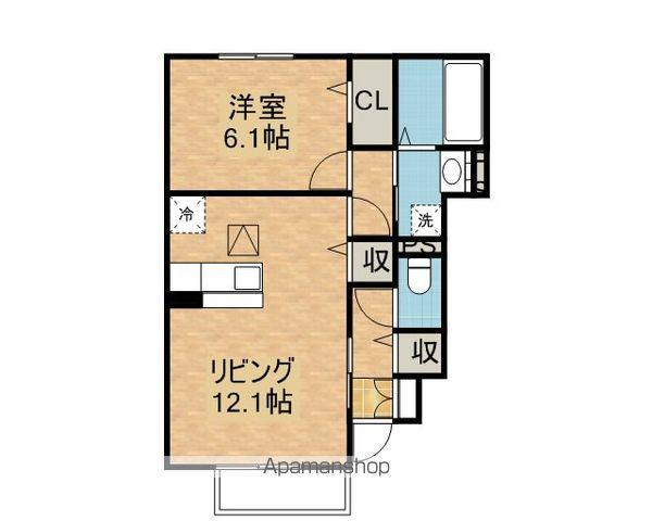 グラマードマレⅤ(1LDK/1階)の間取り写真