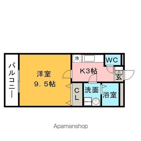 サリナス(1K/1階)の間取り写真